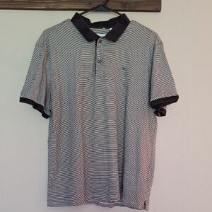 Calvin Klein Black and White Striped Polo